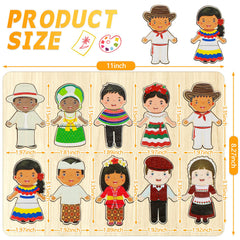 Kathfly wooden dress-up dolls head piece with interchangeable heads for storytelling