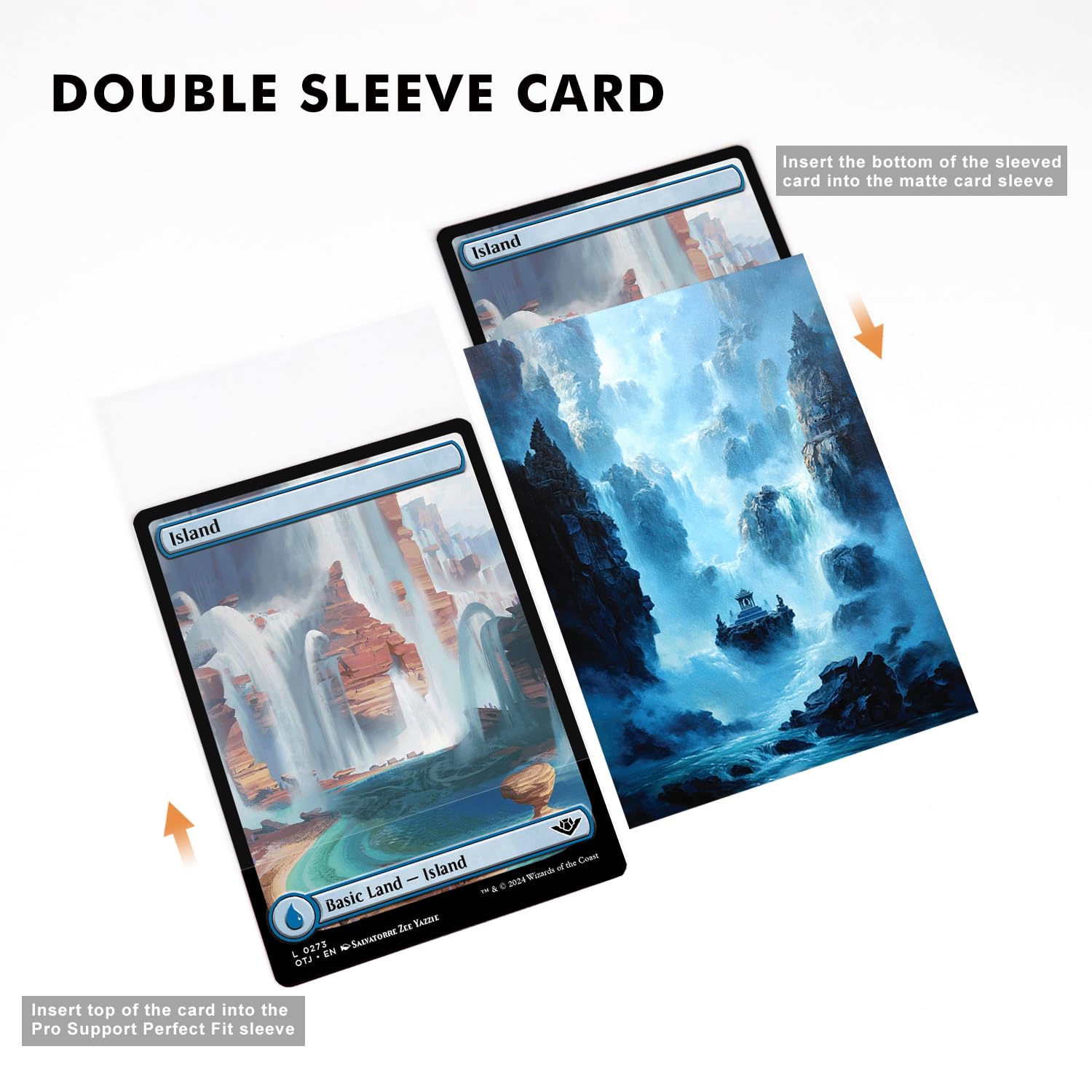 Katomula double-sleeve system diagram highlighting extra card protection