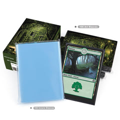 Katomula Forest sleeves laid out to protect a full 100-card collection.