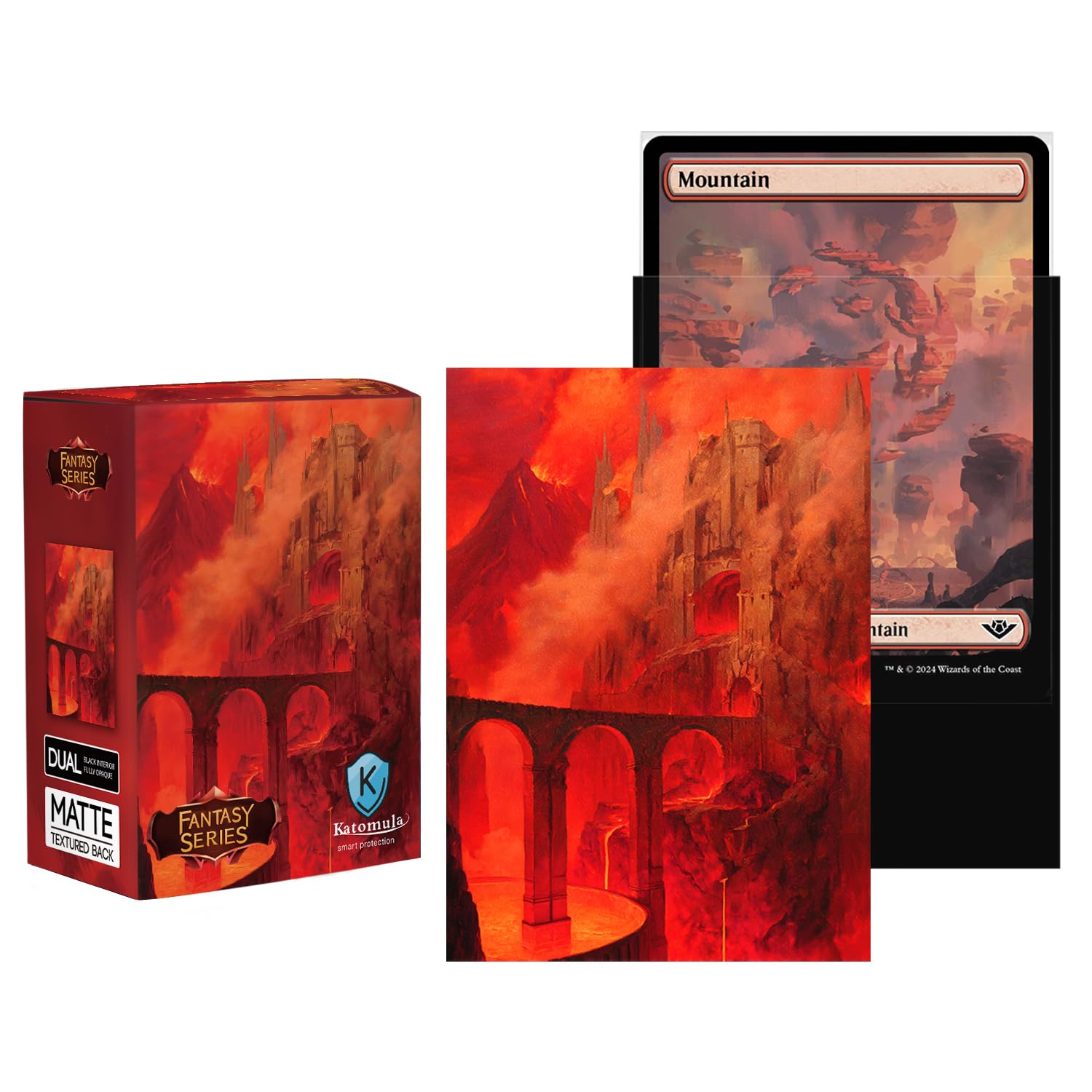 Katomula inner sleeves 100-count stacked inside the box for double-sleeving