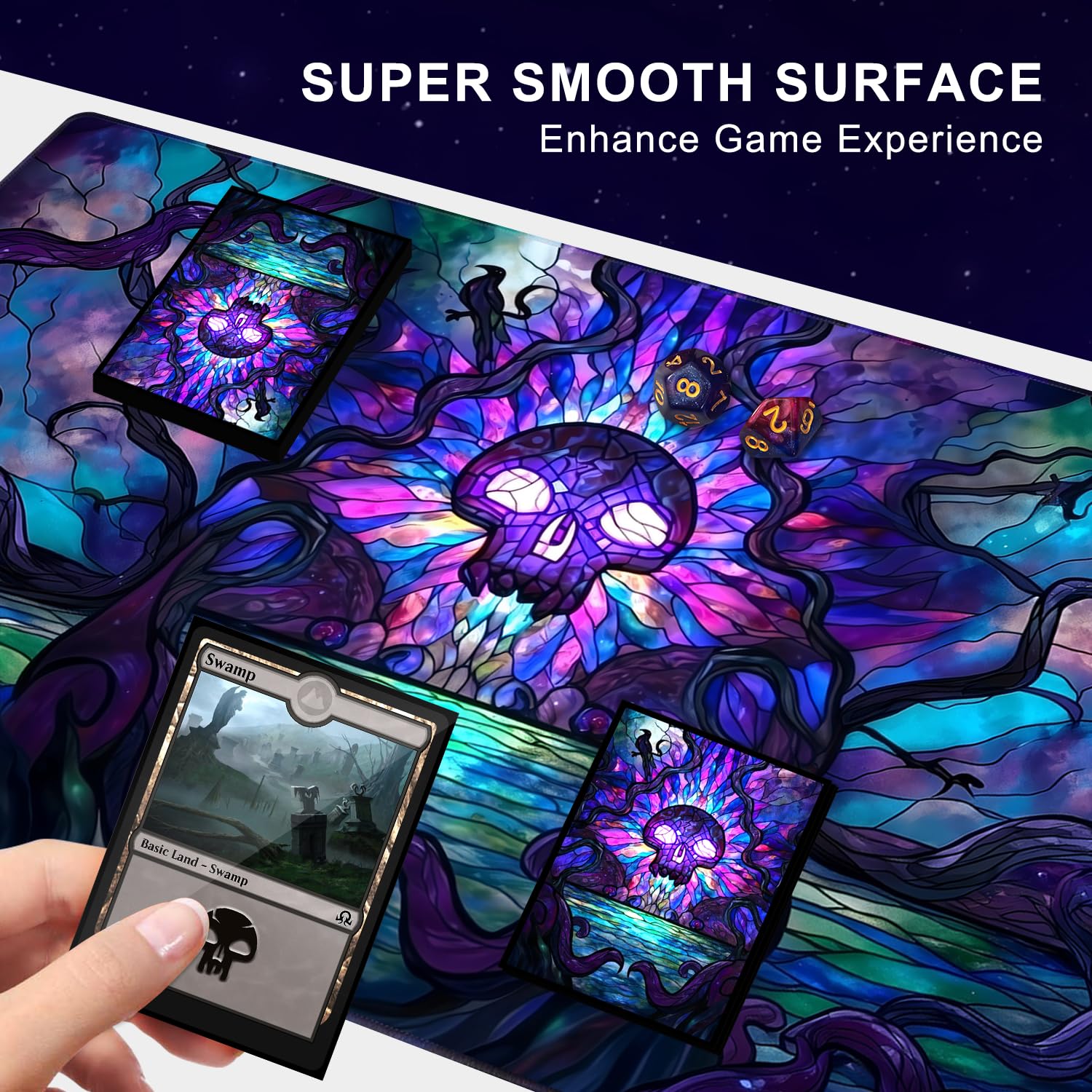 Katomula MTG Playmat non-slip bottom keeps the surface stable during duels.
