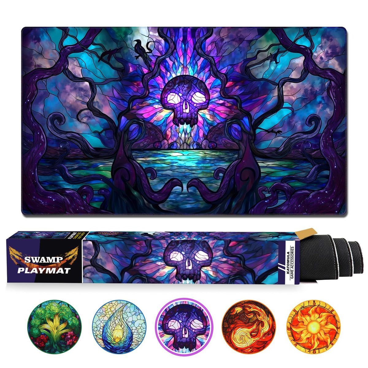 Katomula MTG Playmat swamp artwork enhances immersion and table presence.