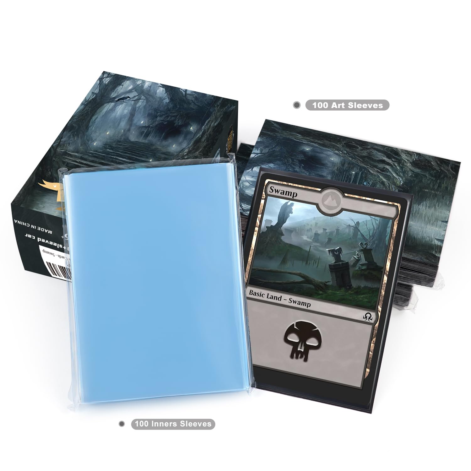 Katomula sleeve storage box image illustrates organized storage for 100 sleeves.