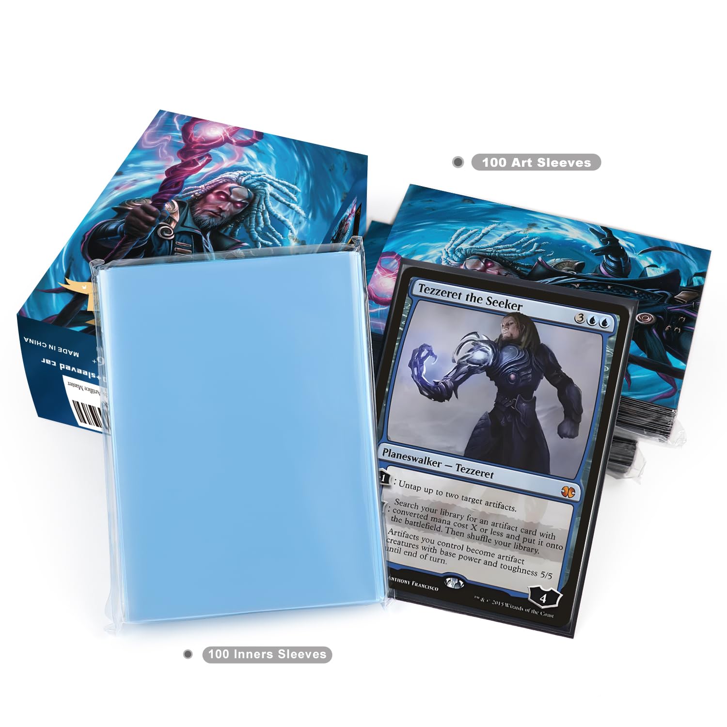 Katomula box stores 100 sleeves or 70 sleeved cards for tidy storage