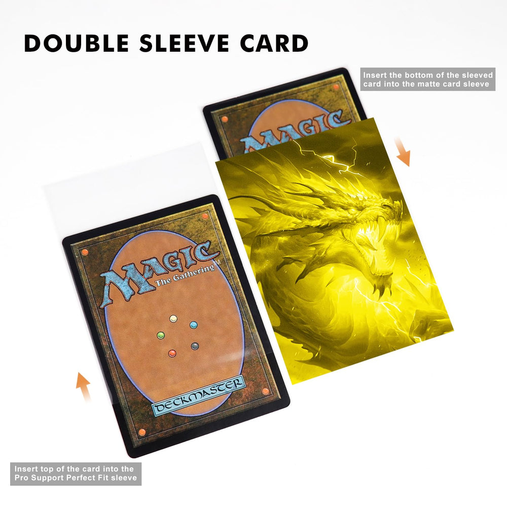 Katomula standard size 66x92mm sleeves fit most MTG cards.
