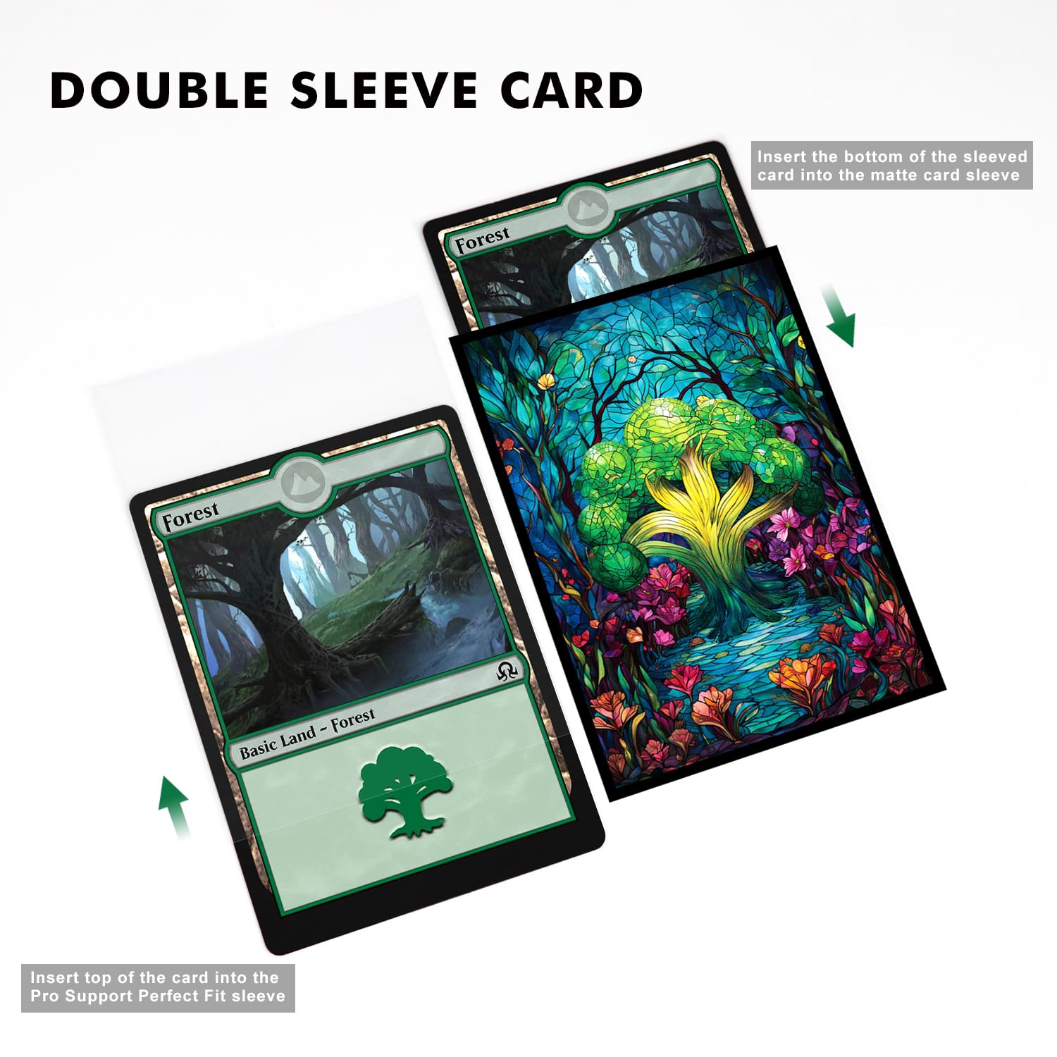 Katomula standard-size sleeves 66x92mm fit MTG cards securely.