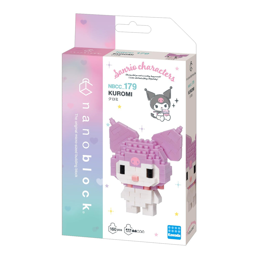 In-hand Kuromi Nanoblock model ready for palm-sized display.