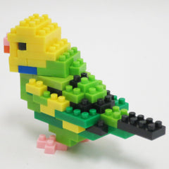 KAWADA nanoblock Budgie Green Opaline display piece, perfect shelf-worthy decor.