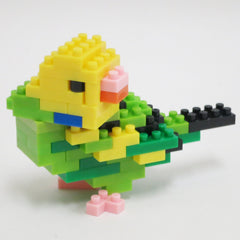 KAWADA nanoblock Budgie Green Opaline model ready for display and collection.