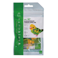 KAWADA nanoblock Budgie Green Opaline pieces kit for precise micro-building details.