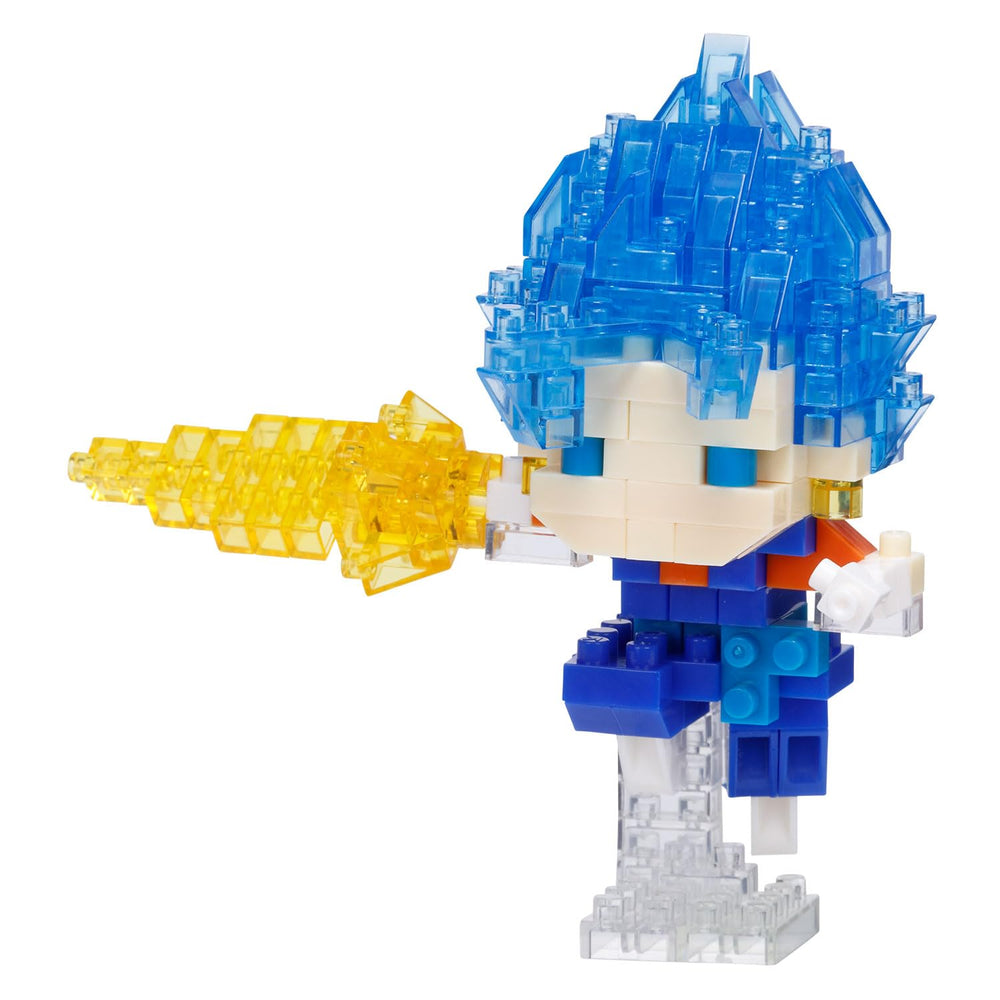 Kawada Nanoblock Dragon Ball Vegito SGSS assembly for precise display.