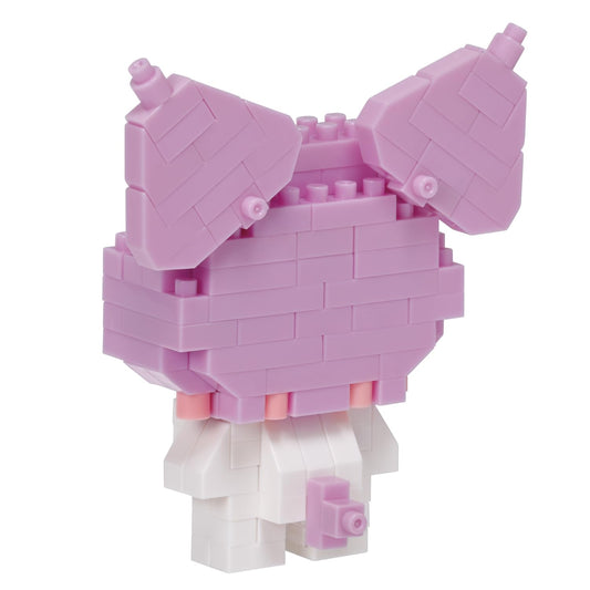 Nanoblock Kuromi figure detail highlights tiny 4mm bricks and precise assembly.