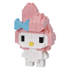 Kawada nanoblock My Melody ver. 2 assembly; tiny bricks create detailed palm-sized display.