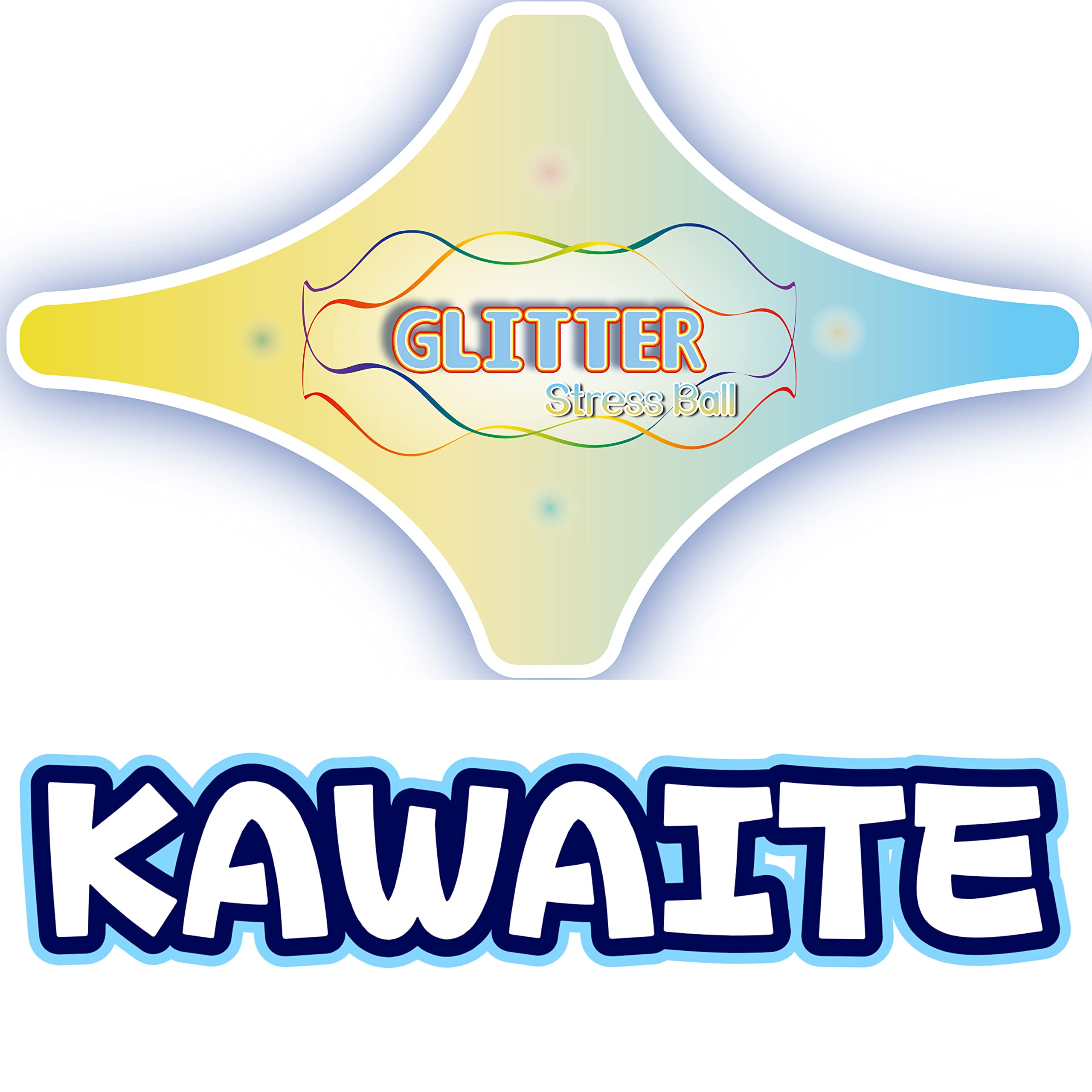 Kawaite blue glitter squishy ball packaging suitable as holiday gift or stocking stuffer.