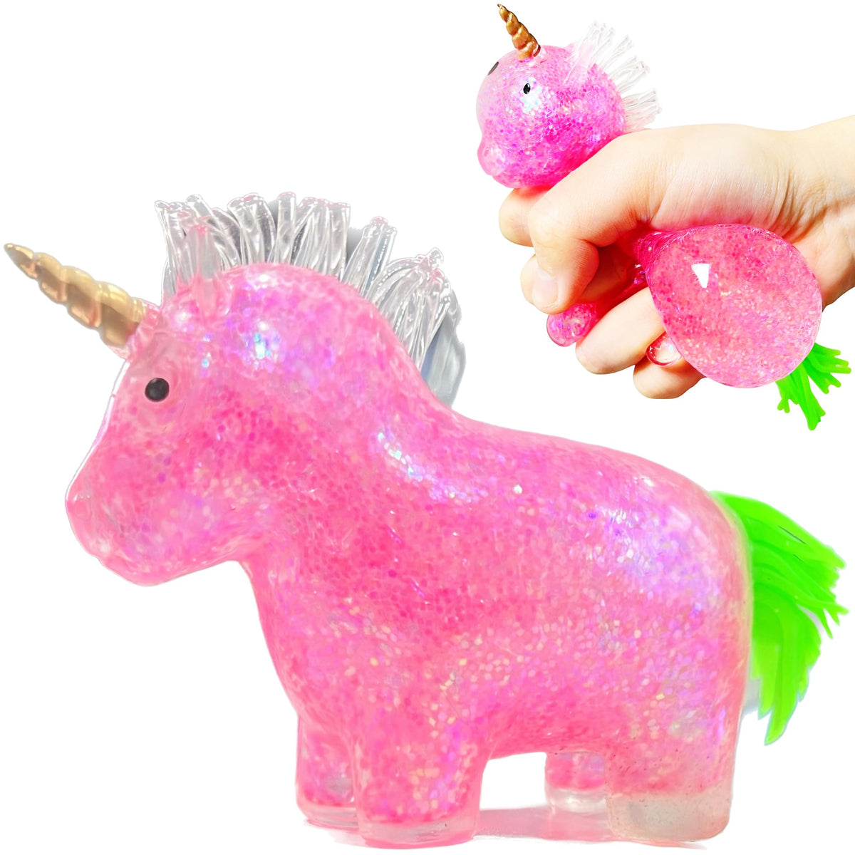 Kawaite squishy unicorn stress ball for calming sensory play and fidget relief.
