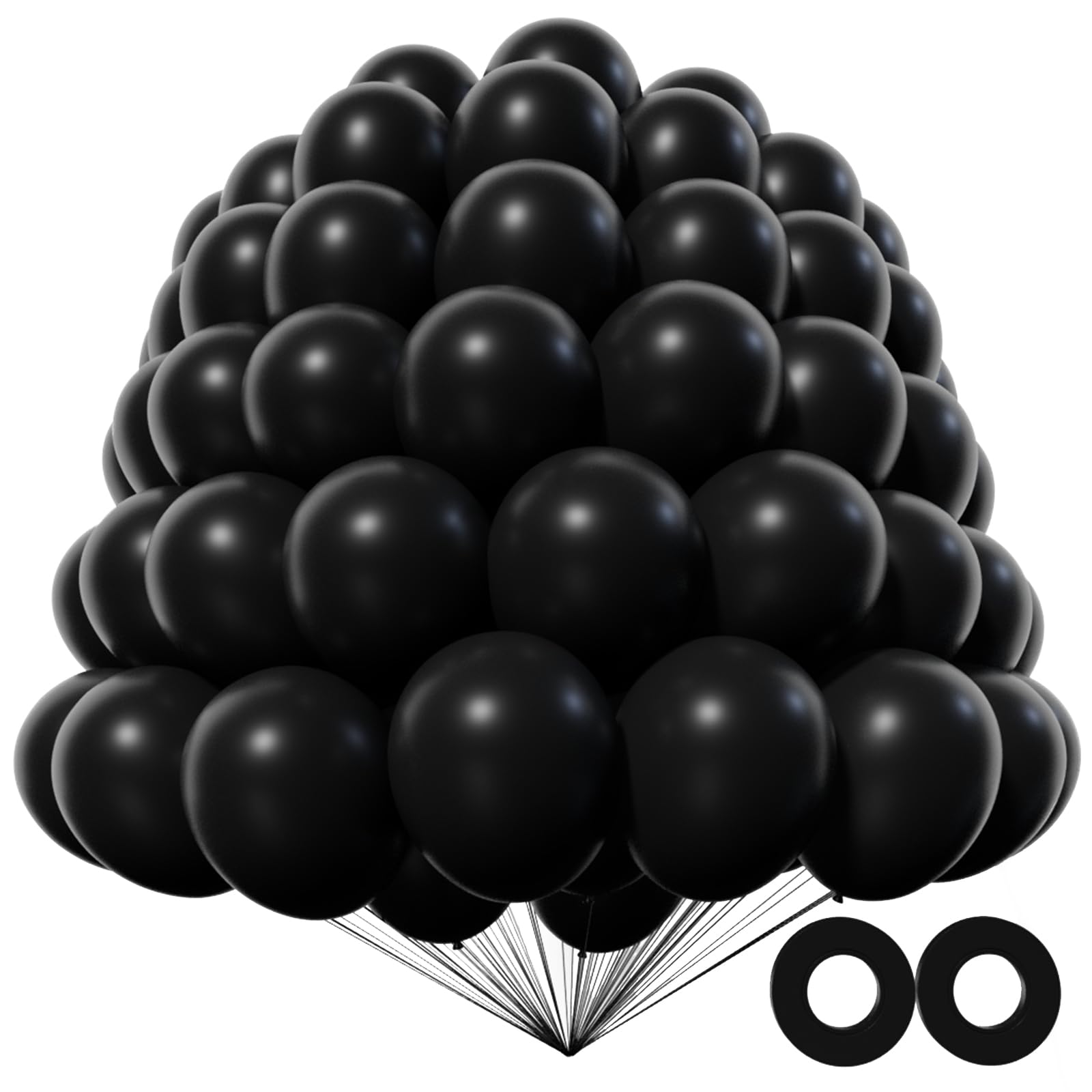KAWKALSH black latex balloons 200-pack for versatile party decor
