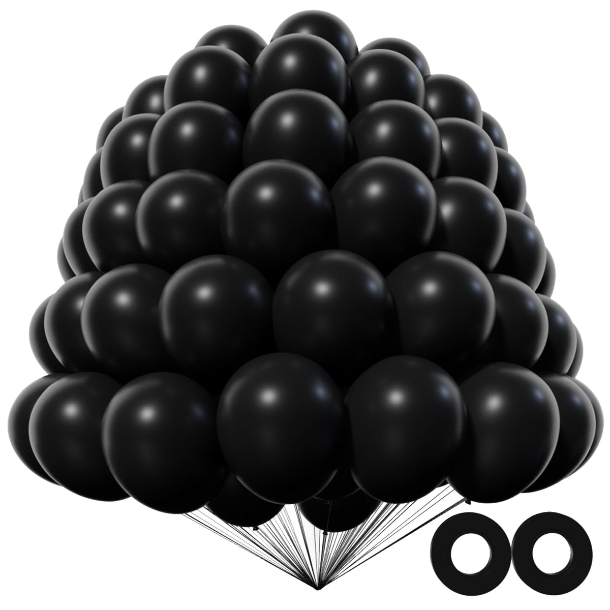 KAWKALSH black latex balloons 200-pack for versatile party decor