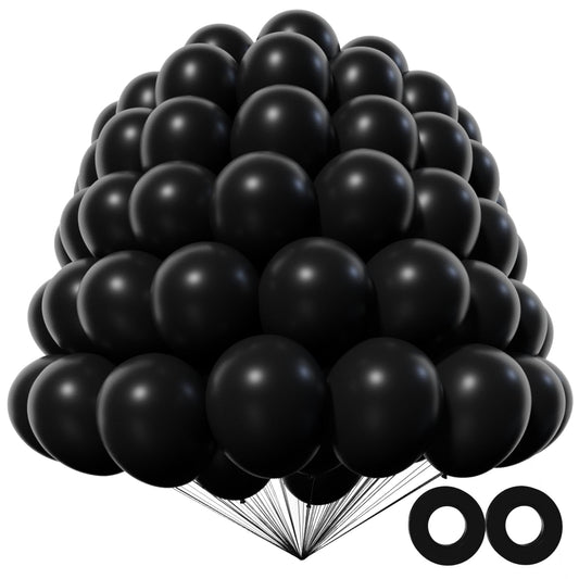 KAWKALSH black latex balloons 200-pack for versatile party decor