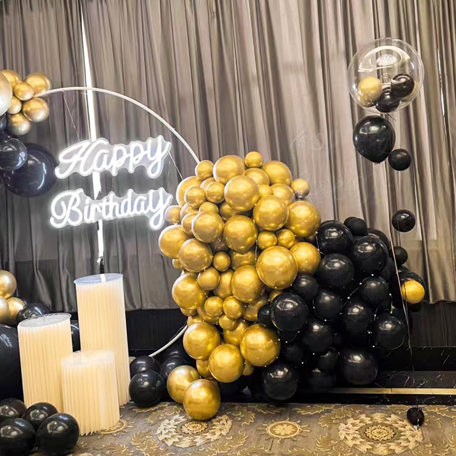 KAWKALSH black balloons easy to inflate with pump or helium