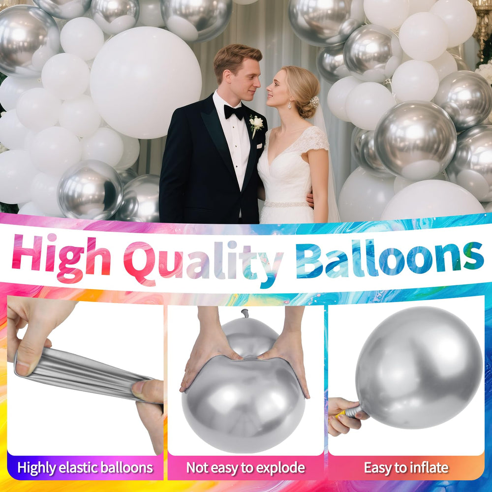 KAWKALSH silver balloon closeup reflects light for photo walls
