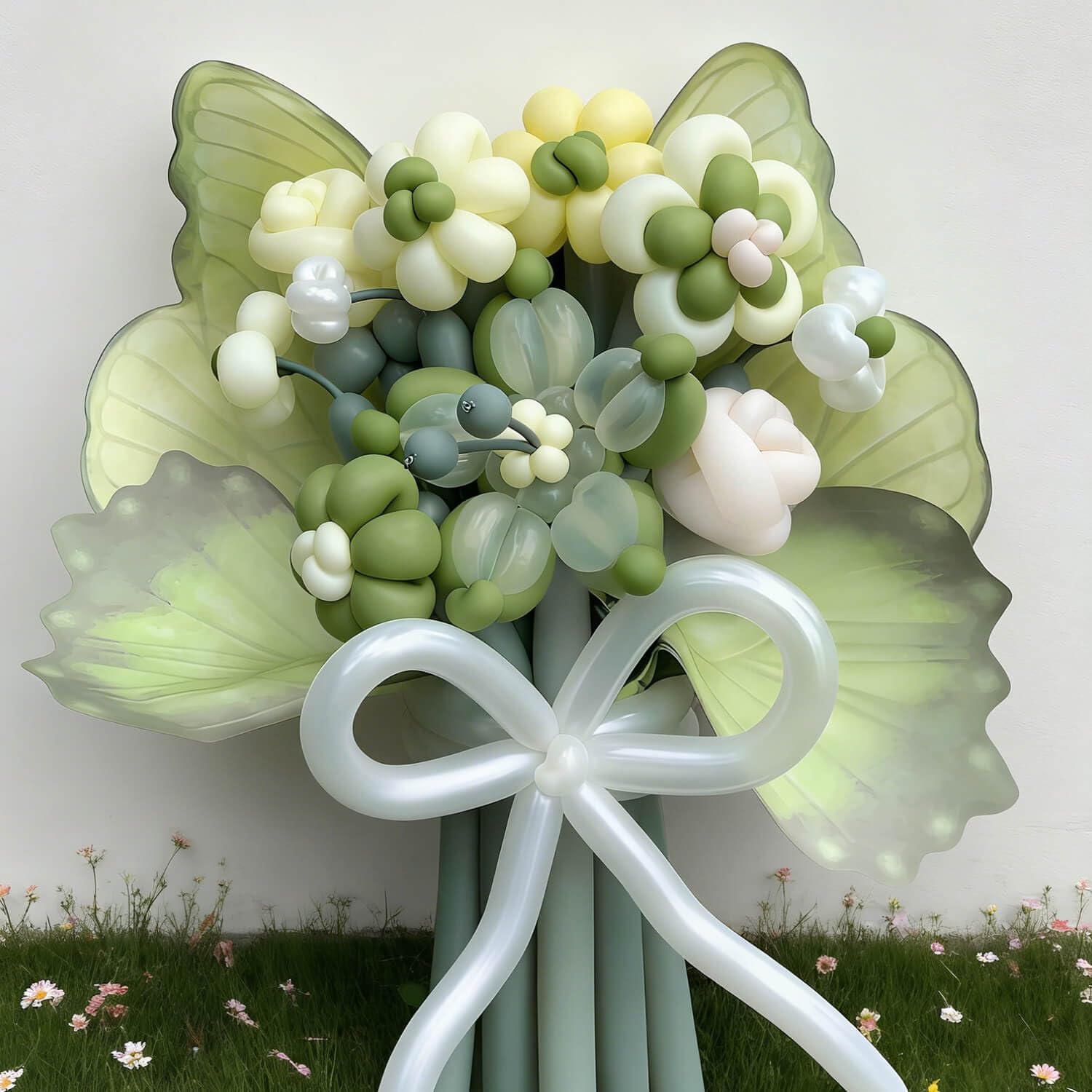 KAWKALSH avocado green long balloons in action for DIY crafts