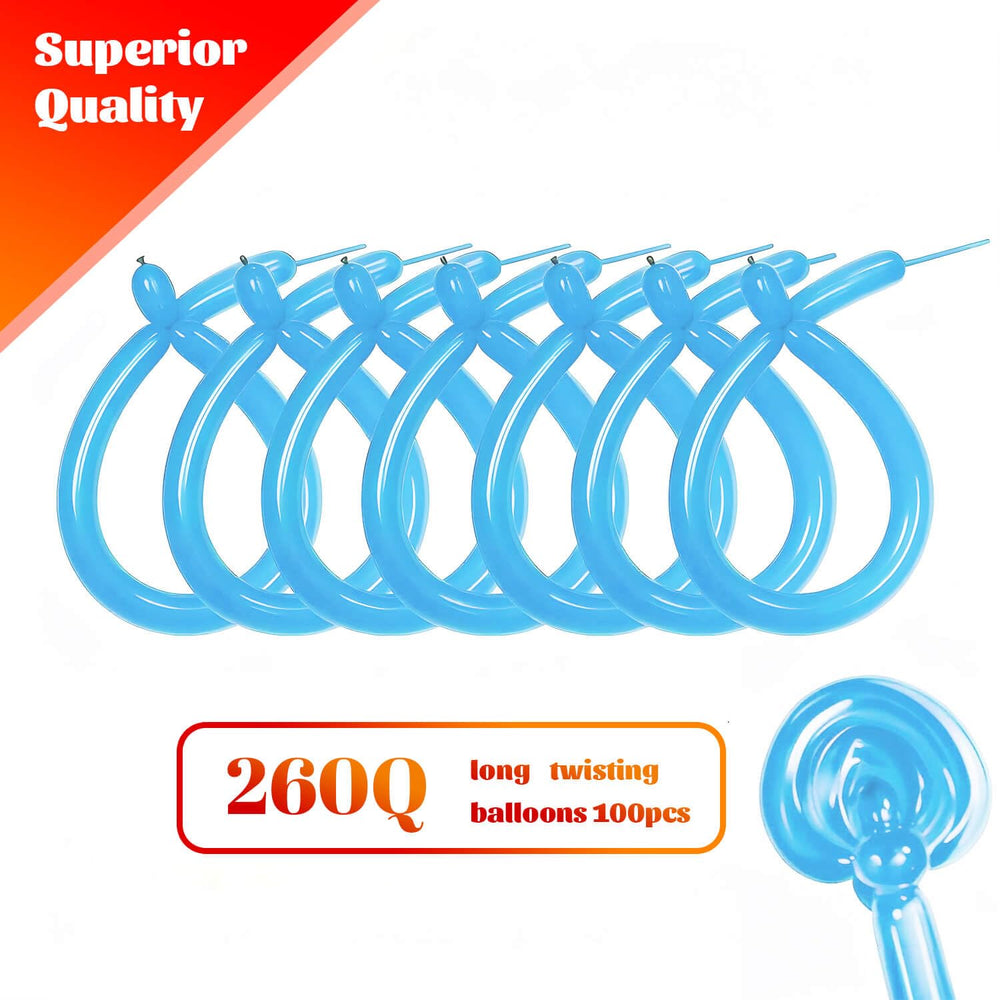 KAWKALSH balloon twisting kit creates animal shapes with long skinny balloons.