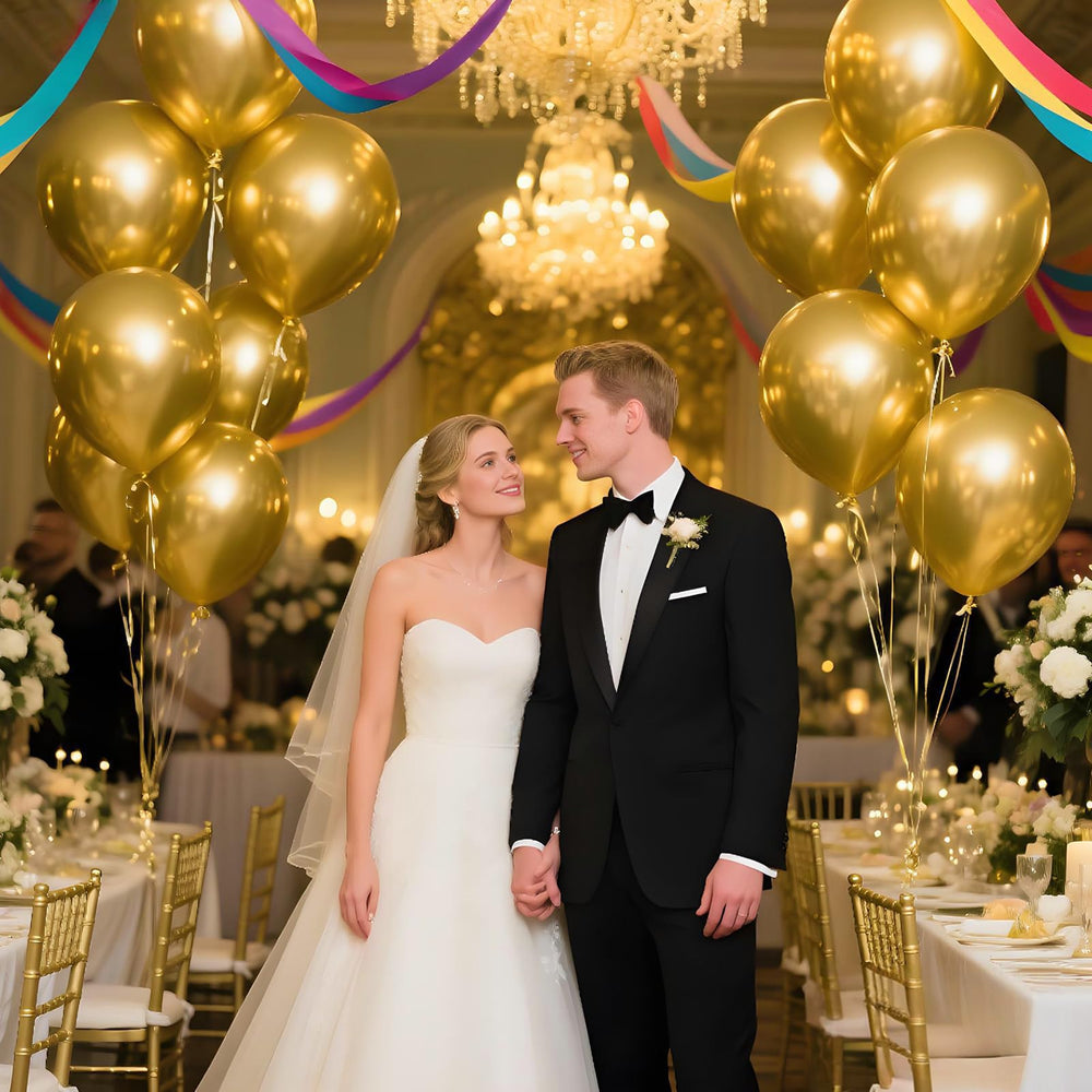 KAWKALSH metallic gold accents complement crystal strands and chandeliers