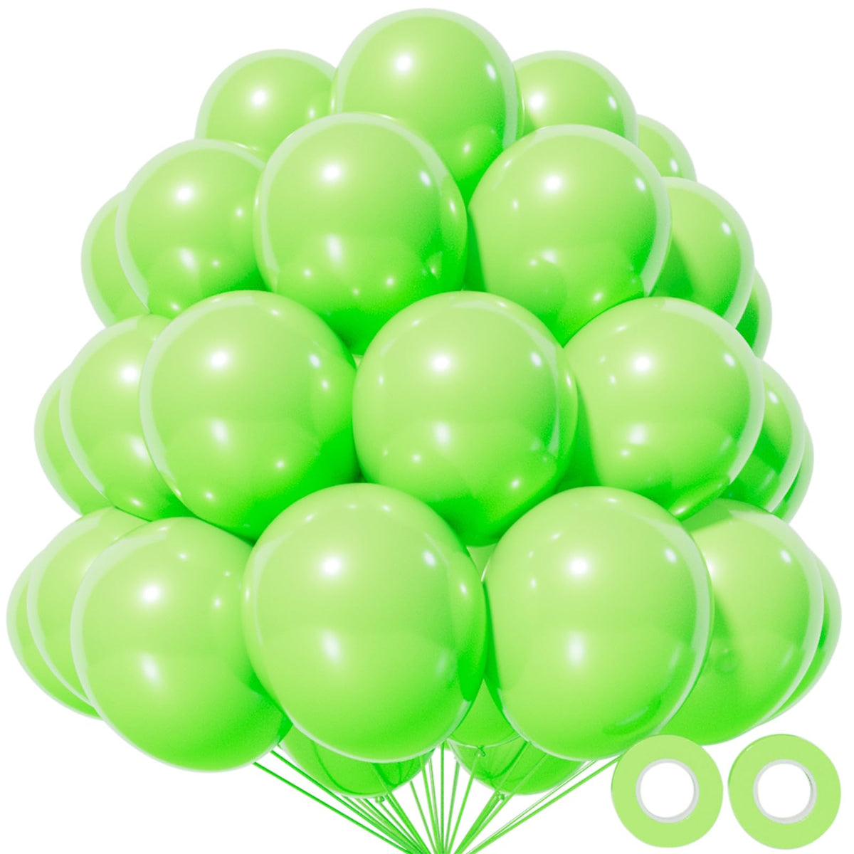 KAWKALSH lime green latex balloons 12in, 110-pack ideal for birthdays and baby showers