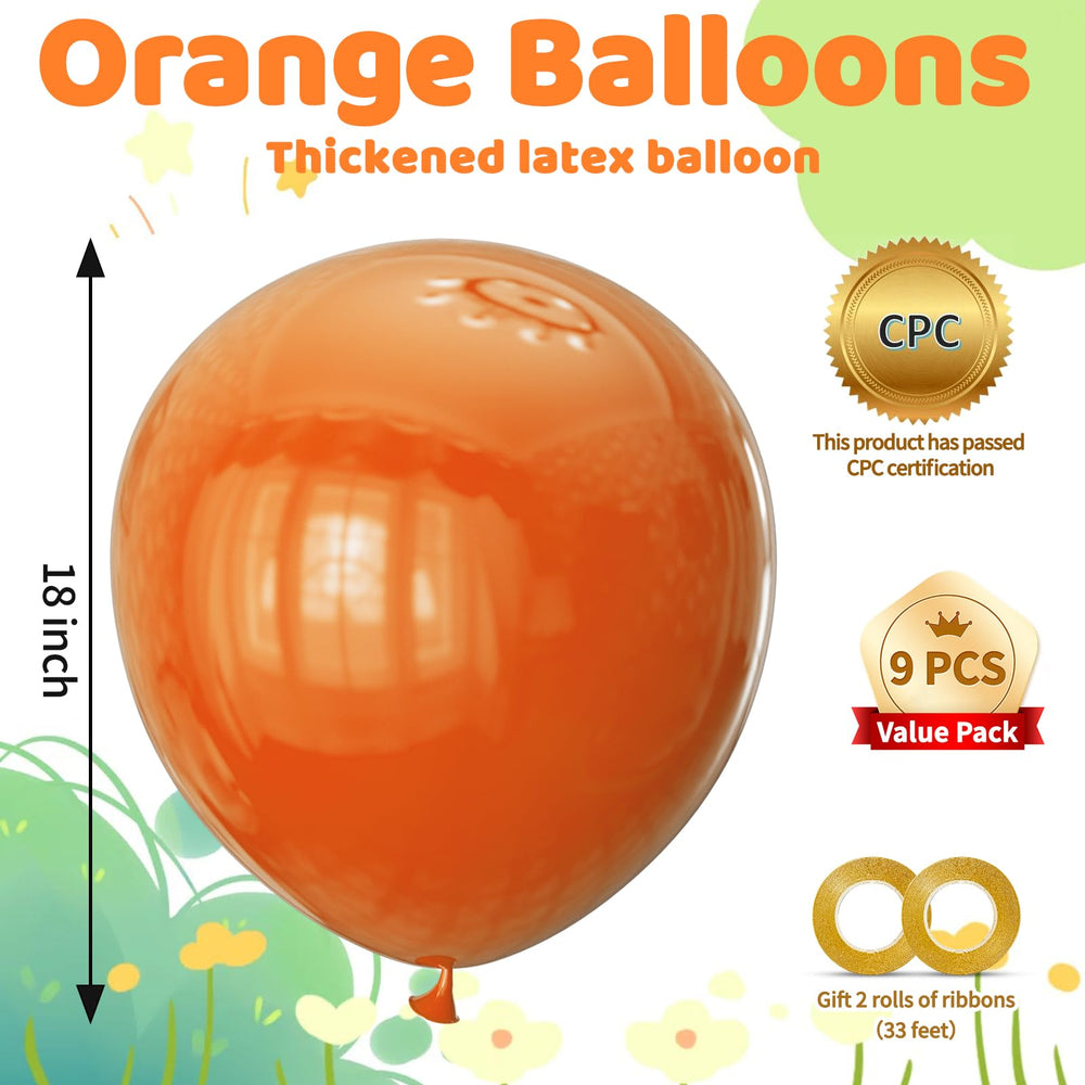 KAWKALSH orange giant balloon 18in adds visual impact to birthdays.
