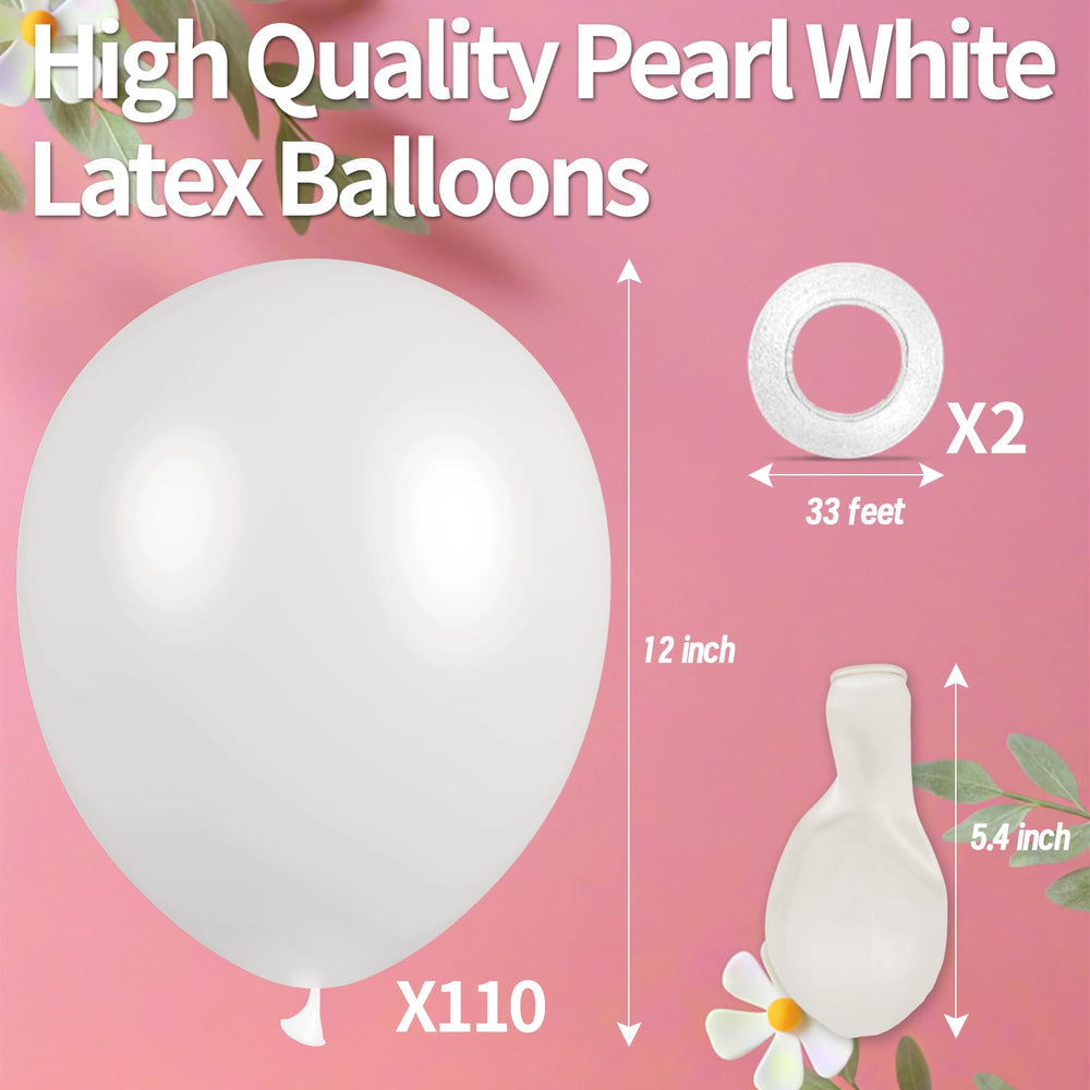 KAWKALSH 12in pearl-white balloon close-up shimmer ideal for elegant decor.