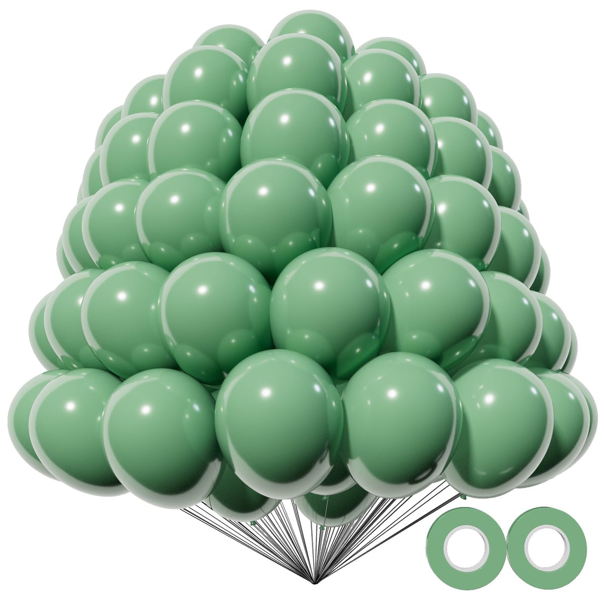 KAWKALSH Sage Green 5-inch balloons for versatile party decor.