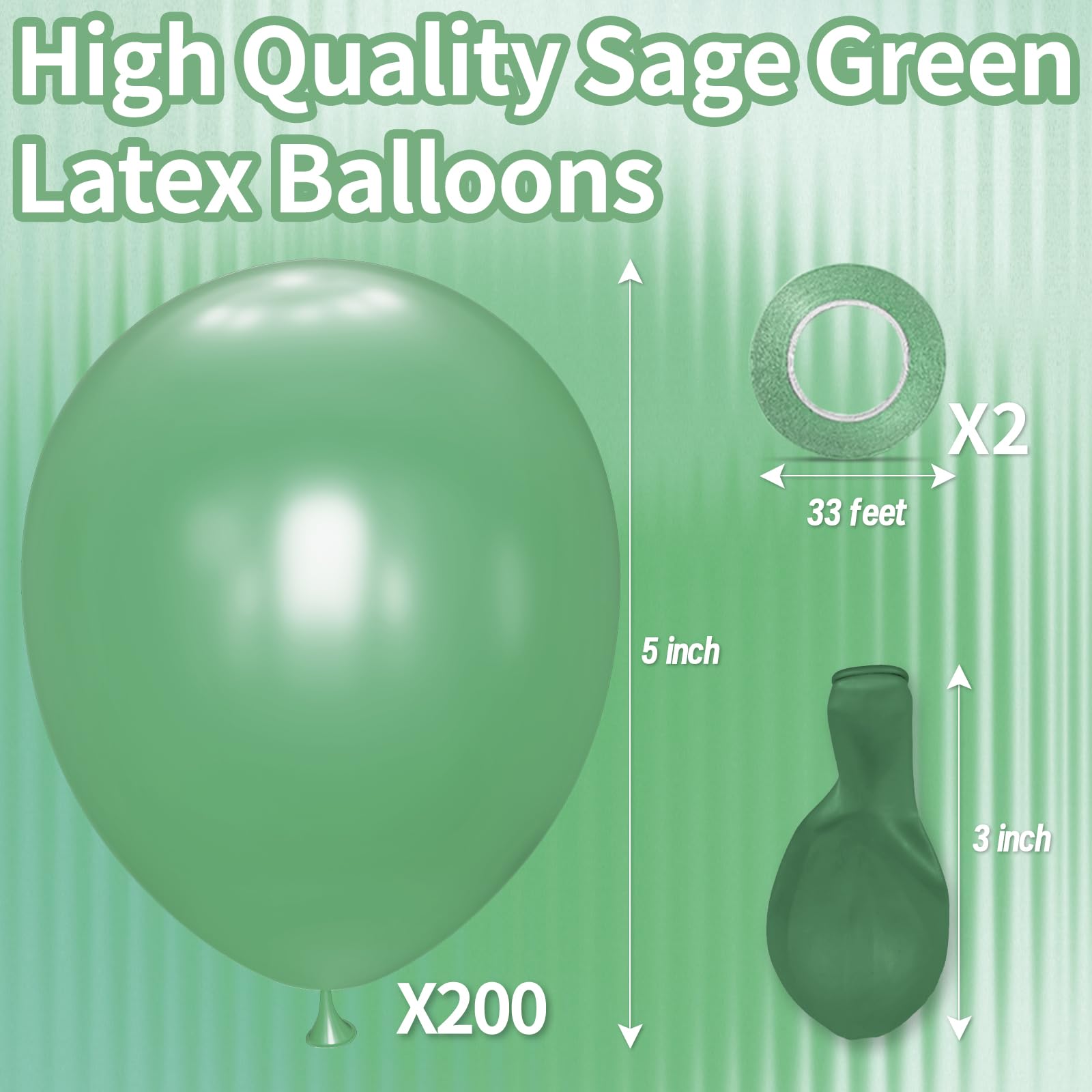 KAWKALSH Sage Green balloon arch garland kit for elegant celebrations.