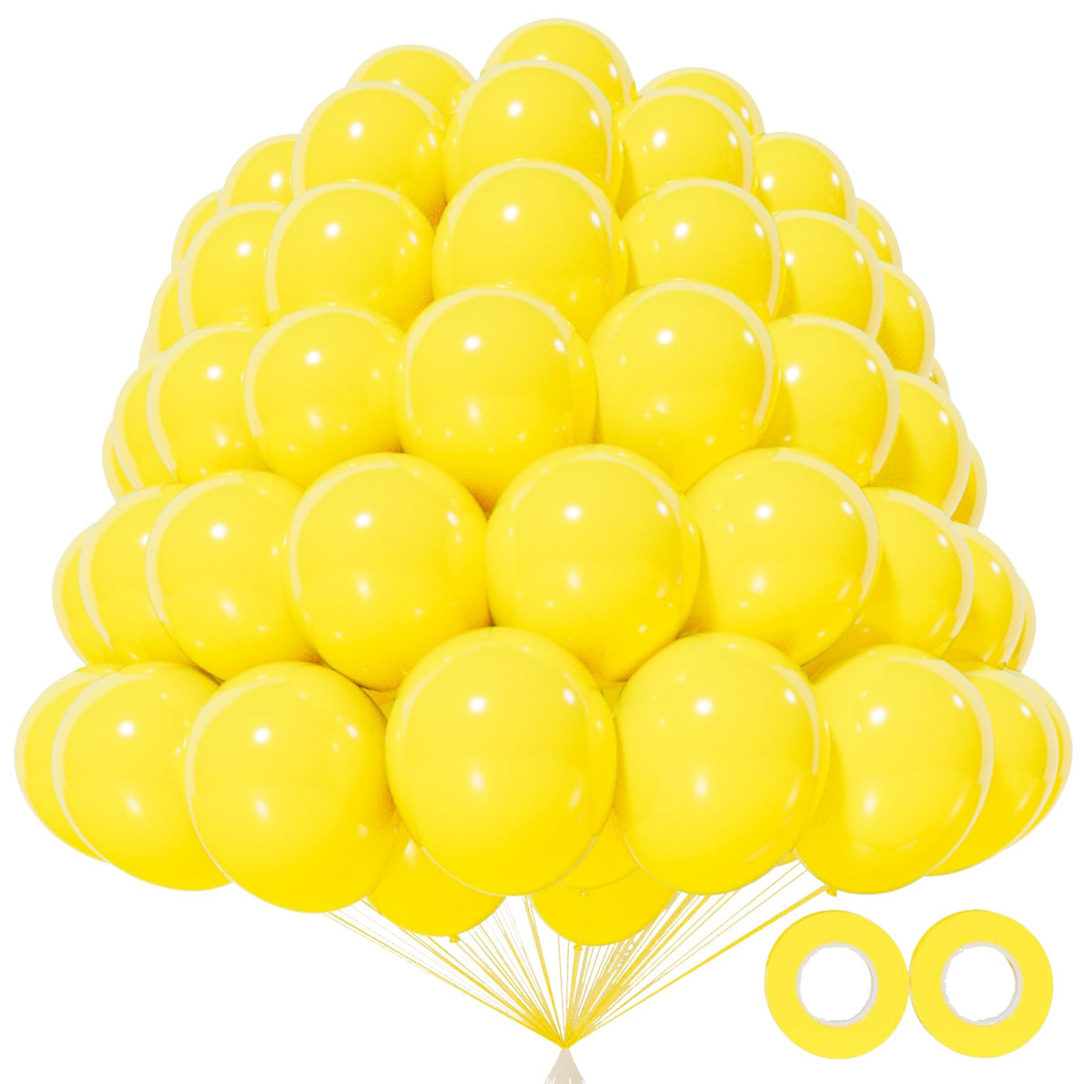 KAWKALSH 200pcs yellow 5-inch balloons for colorful party decor and arch garlands.