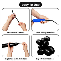 KAWKALSH 260 Black Long Balloons arch decoration create dramatic arches and festive backdrops.