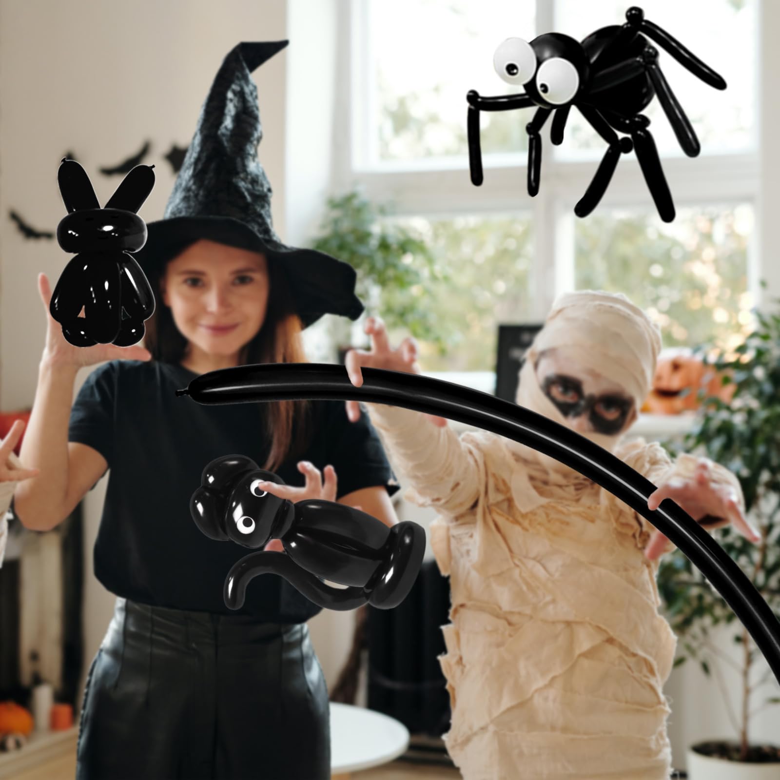 KAWKALSH 260 Black Long Balloons family crafting session enhances creativity and bonding.