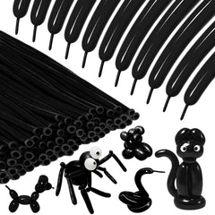 KAWKALSH 260 Black Long Balloons package for versatile party decor and long-lasting shapes.
