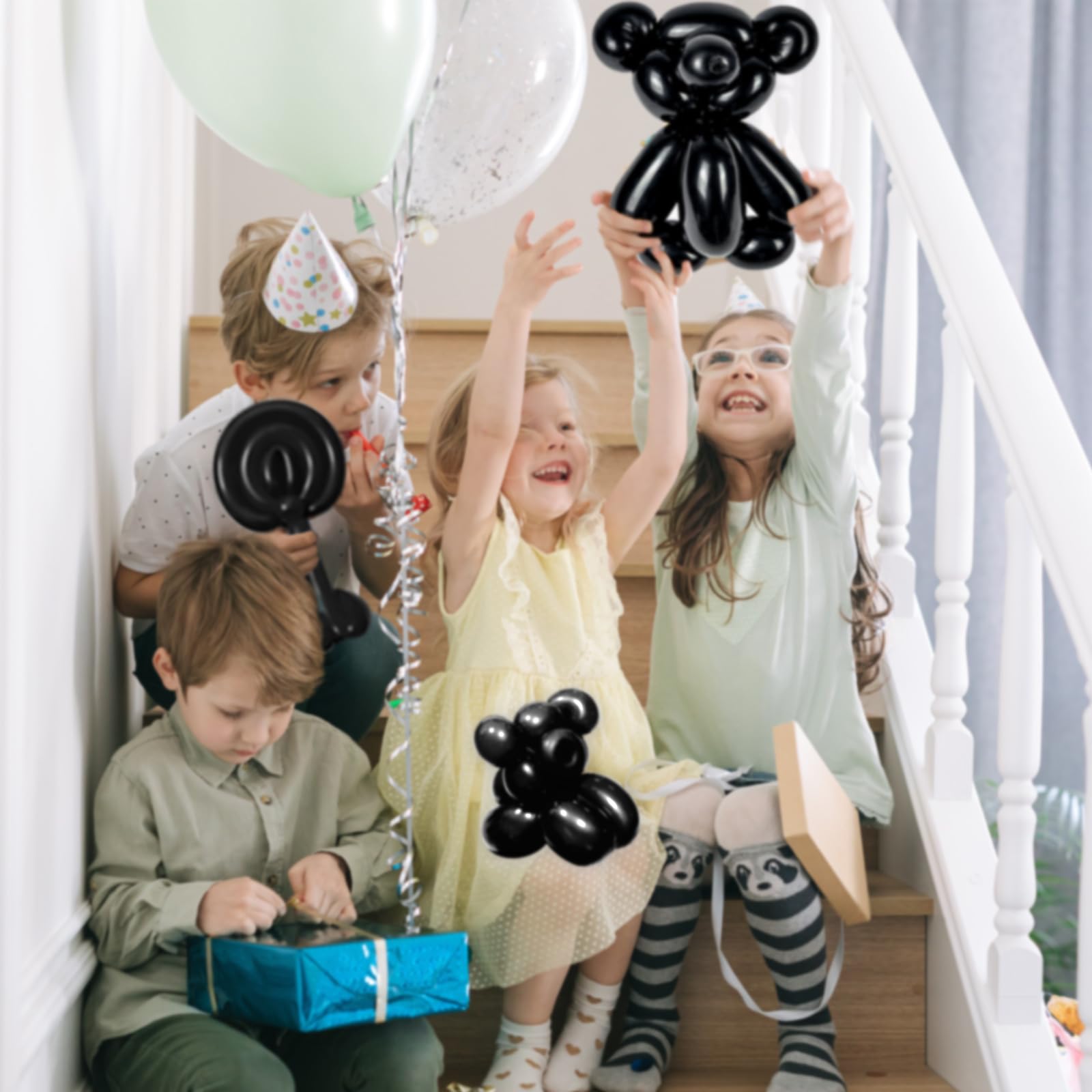 KAWKALSH 260 Black Long Balloons safety powder note keeps balloons smooth and easy to handle.