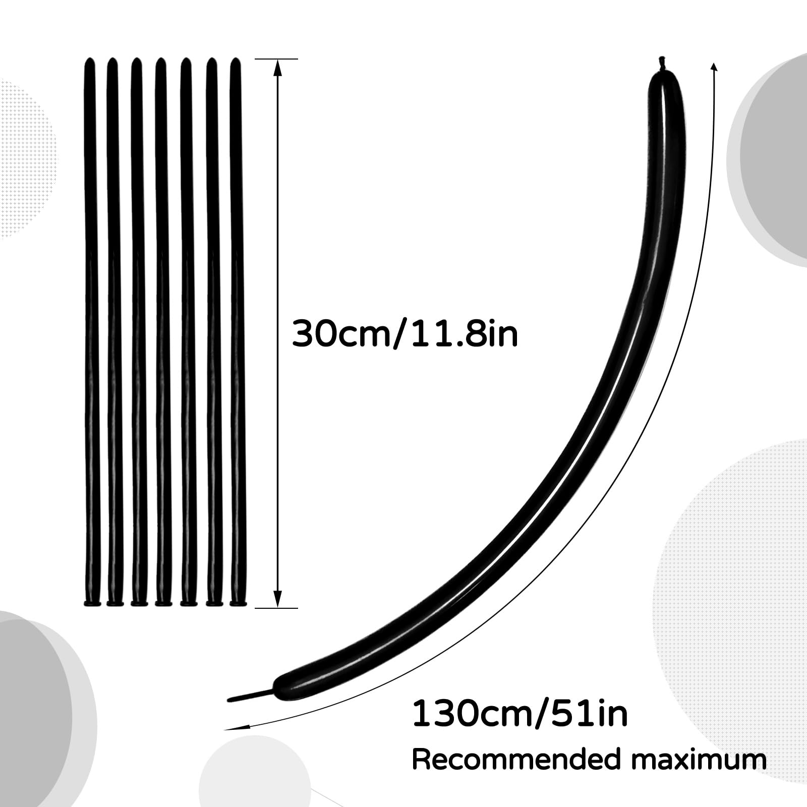 KAWKALSH 260 Black Long Balloons twisting animals demonstrate creativity with durable latex.