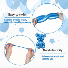KAWKALSH 260 metallic blue long balloon ideal for birthday and wedding decor