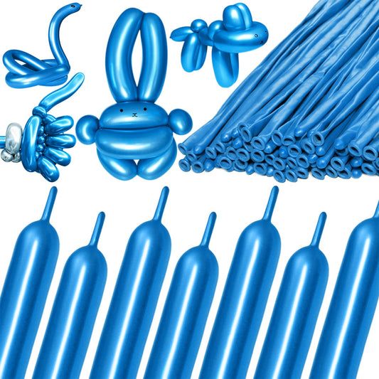 KAWKALSH 260 metallic blue long balloon for easy inflation and festive decor