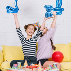 KAWKALSH 260 metallic blue long balloon ready for twist art with safety guidance