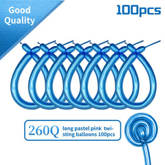 KAWKALSH 260 metallic blue long balloon twisted into animal shapes for playful displays