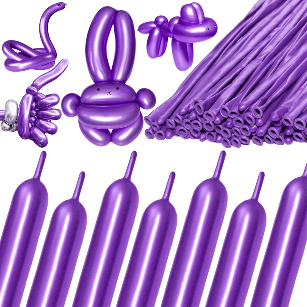 KAWKALSH 260 metallic purple long balloons ready for bold garlands and shapes