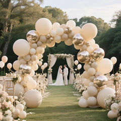 KAWKALSH baby shower decor balloons in sand white.