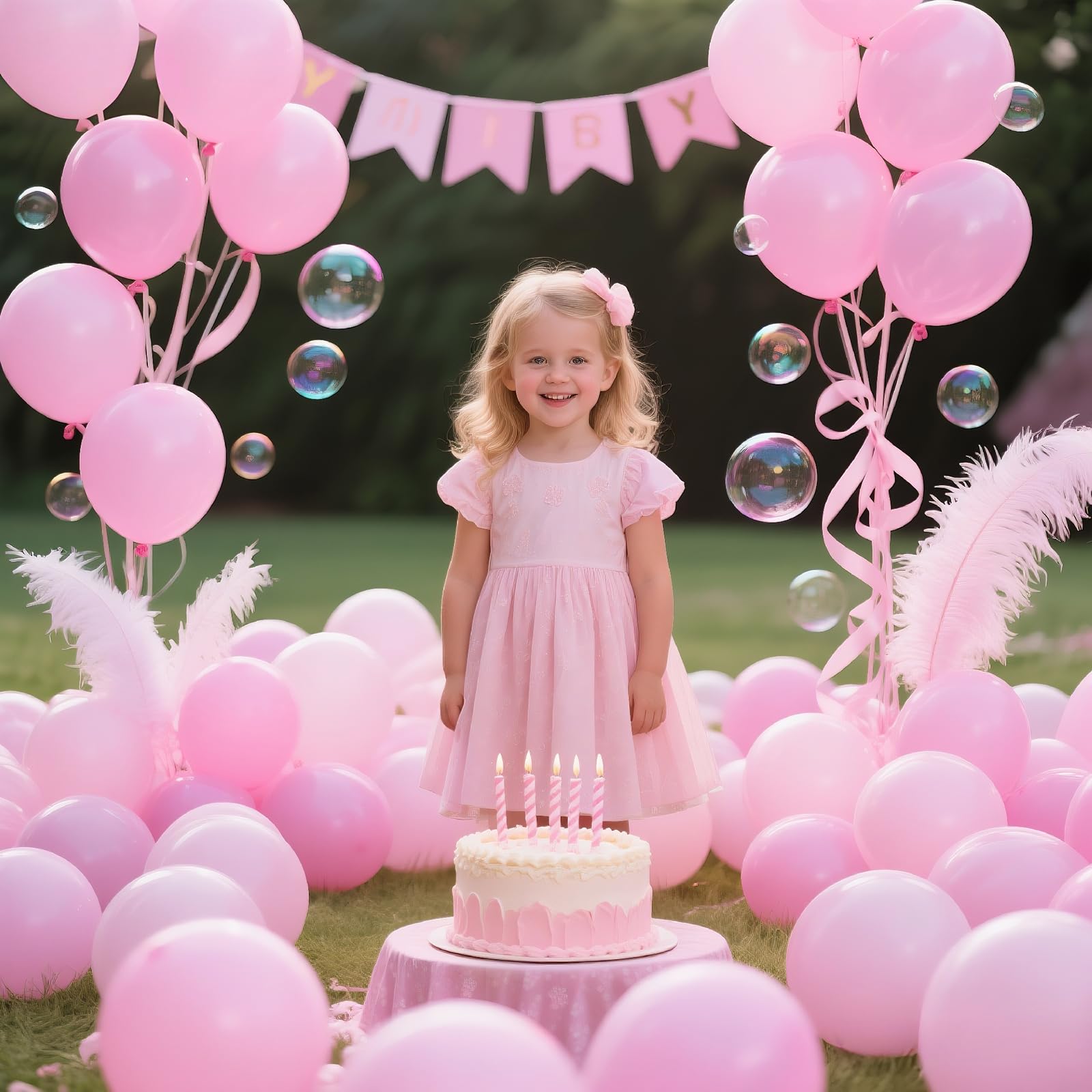 KAWKALSH baby shower decor pink balloons creating a gentle, celebratory vibe.