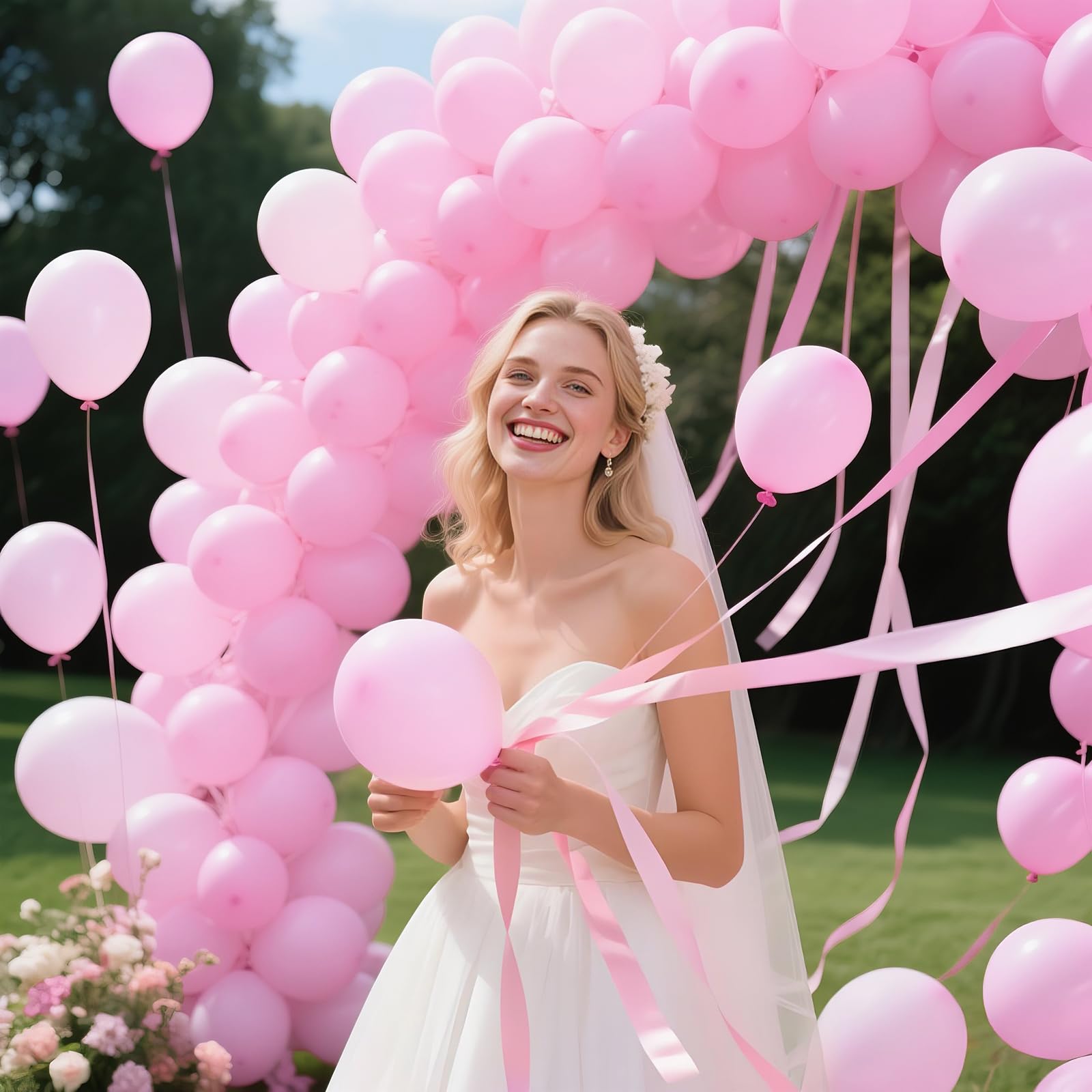 KAWKALSH balloon garland idea in pink to elevate party aesthetics.