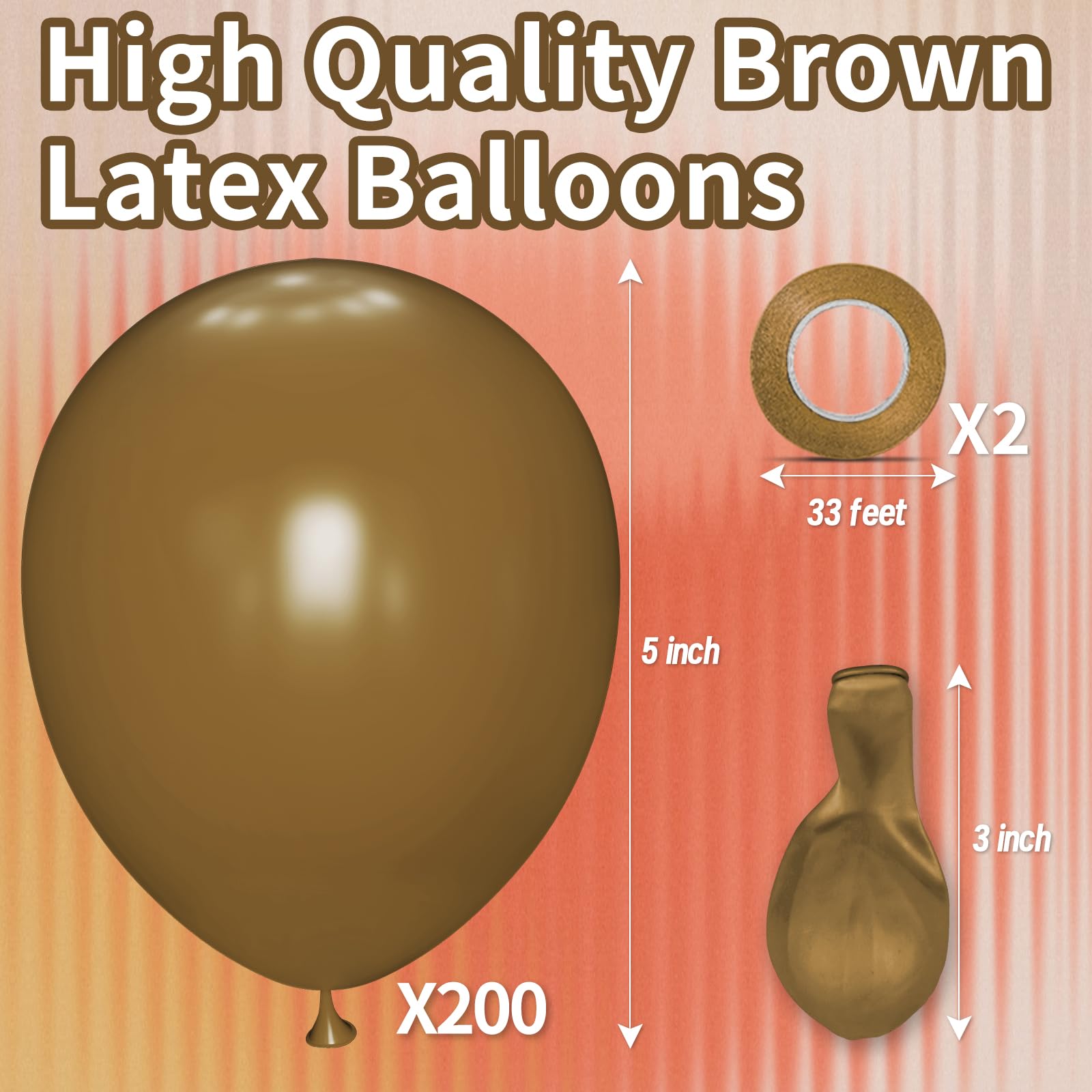 KAWKALSH brown latex balloons close-up highlighting durable latex