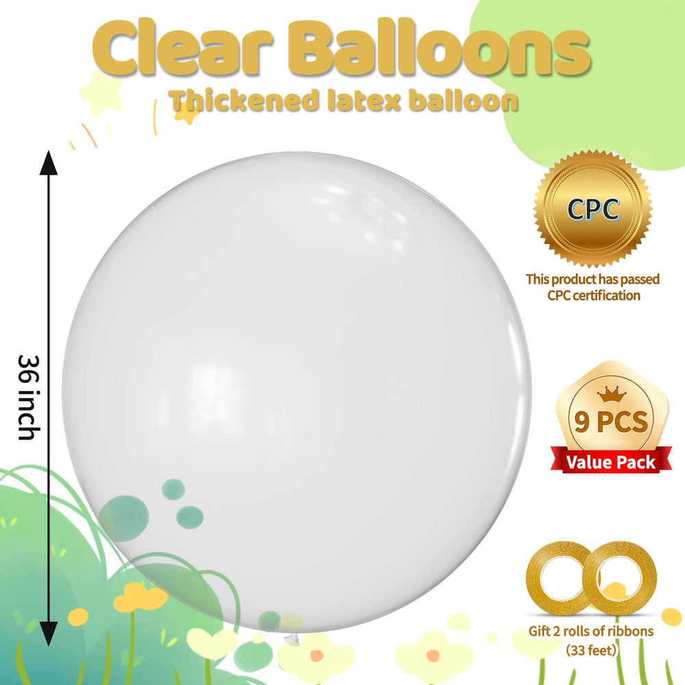 Kawkalsh 36-inch transparent balloon display at a birthday party backdrop