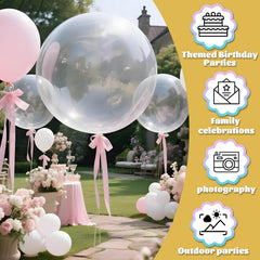 Kawkalsh clear balloons used in an elegant ceiling cluster setup