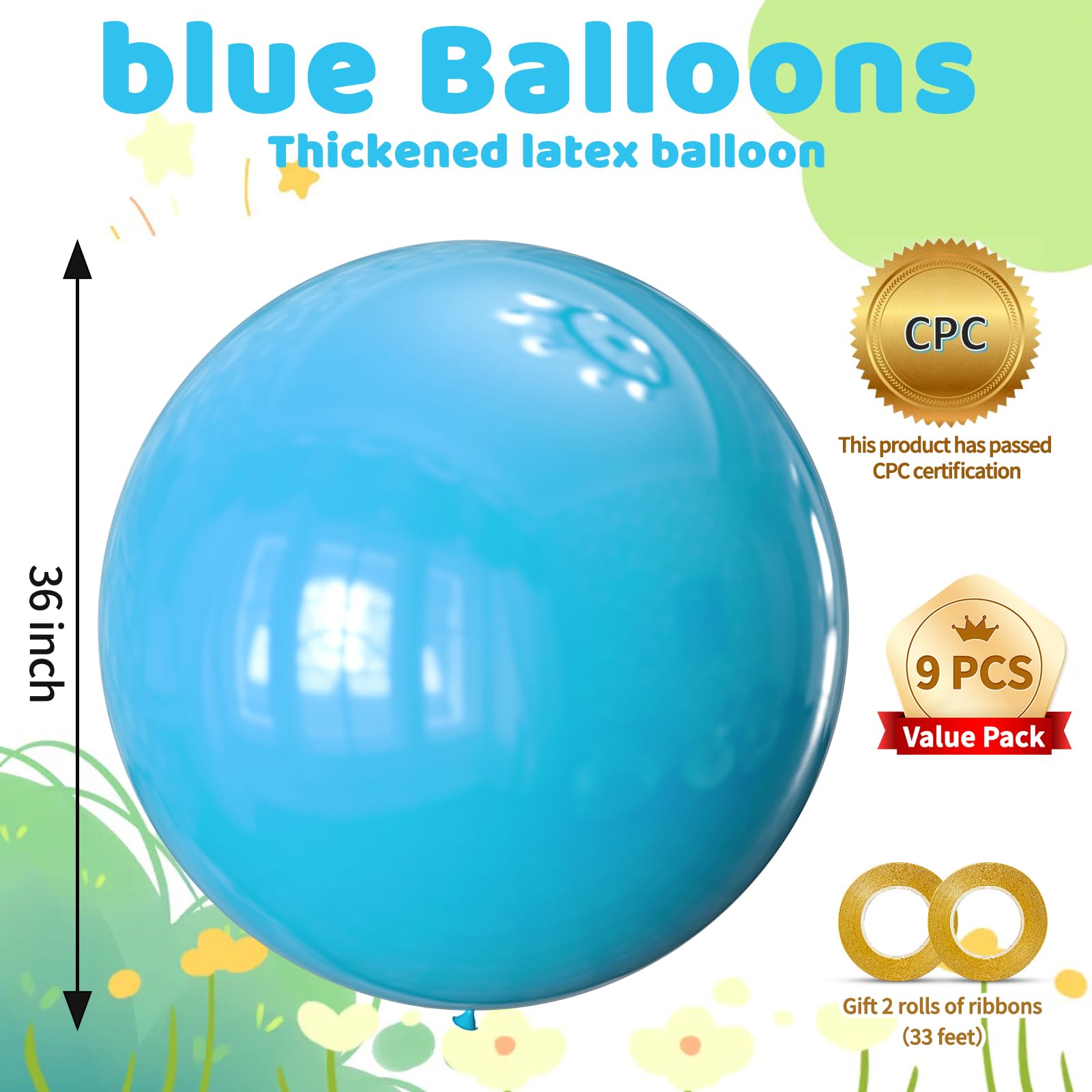 KAWKALSH nine-piece blue balloon set perfect for wedding arches and celebratory decor.